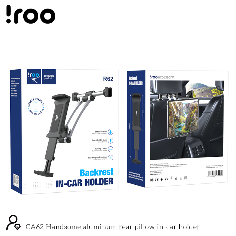 iRoo R62 Aluminium Frame  | Universal Phone/Tablet Backrest in-car Holder - 4-11 inch