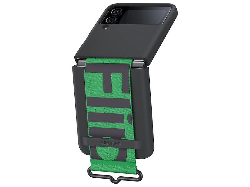 [FW10-1] Original Samsung Galaxy Z Flip 4 Silicone Cover /w Strap - Black