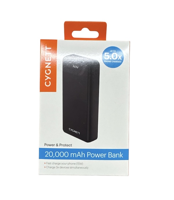 Cygnett Power & Protect | 20,000mAh 3 Ports Power Bank [2xUSB-A,1xType-C Ports]