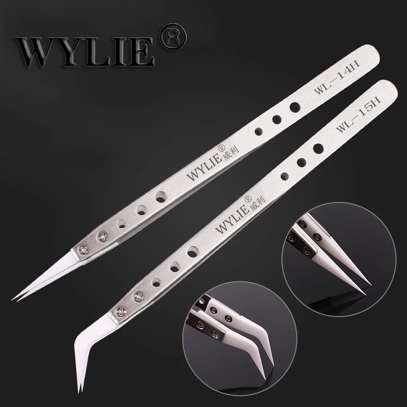 WYLIE WL-15H | Stainless Steel Ceramics Tweezers - Curved Head