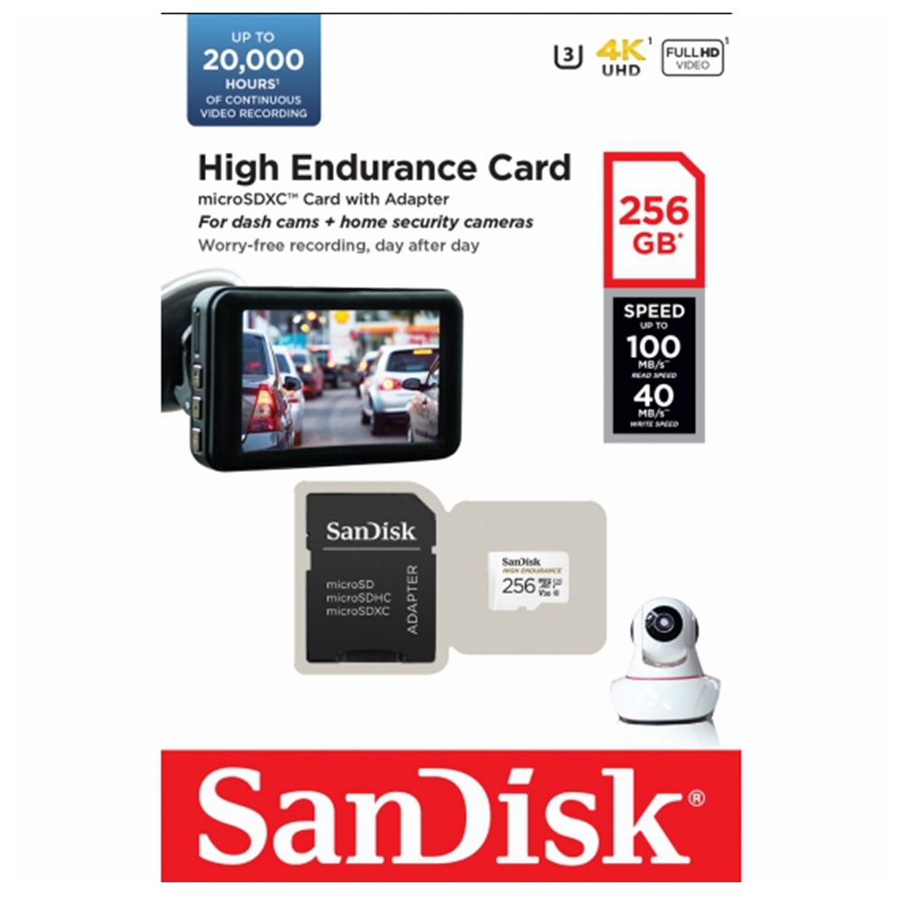 SANDISK HIGH ENDURANCE | 256GB 100MB/S MICRO SDXC CARD With ADAPTER