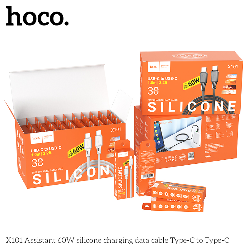 Hoco X101 Assistant Silicone | USB A Cable - Tpe-C - 1M
