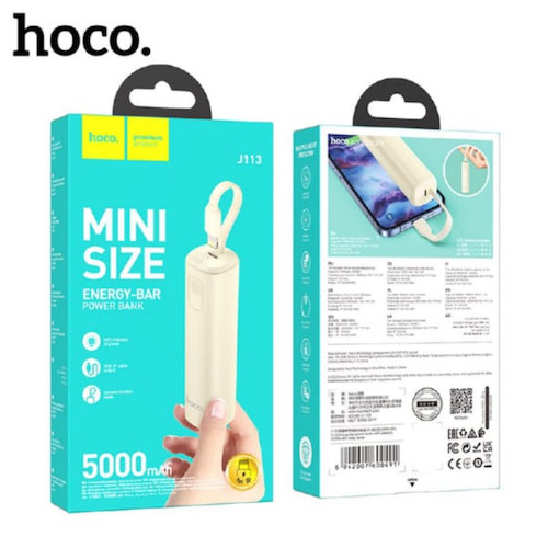 Hoco J113 Energy-bar | 5000mAh power bank with cable - Type-C White