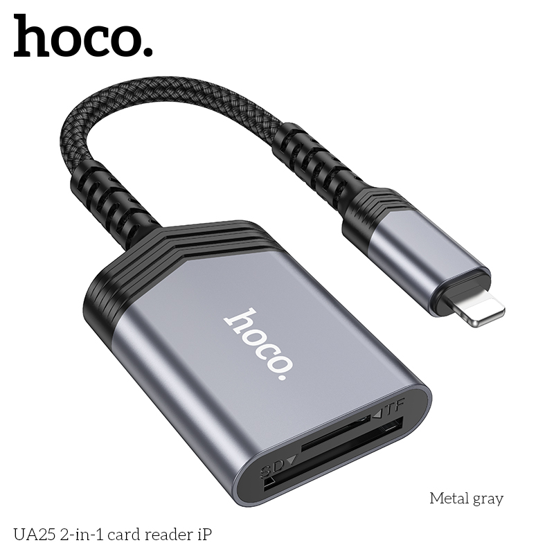 Hoco UA25 2-in-1 SD/Micro SD card reader - Lightning