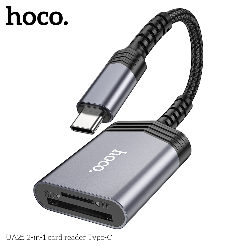 Hoco UA25C 2-in-1 SD/Micro SD card reader - Type-C