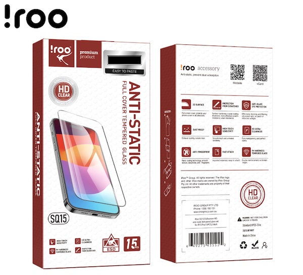 iRoo SQ15 [PACK 15] Full Screen Easy Apply Glass Protector | iPhone 15 Plus/iPhone 16 Plus