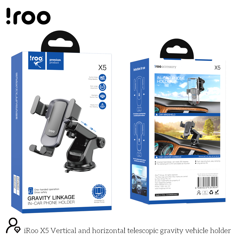 iRoo X5 | Universal Gravity Linkage Dashboard/Windscreen Phone Holder
