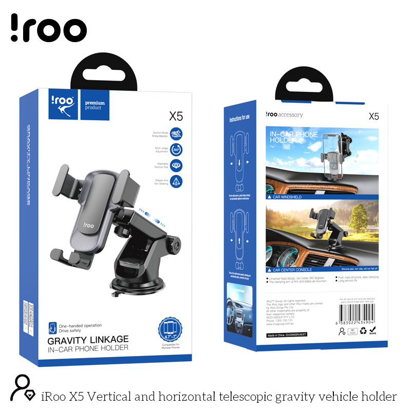 iRoo X5 | Universal Gravity Linkage Phone Holder [Replaced by iRoo X6]